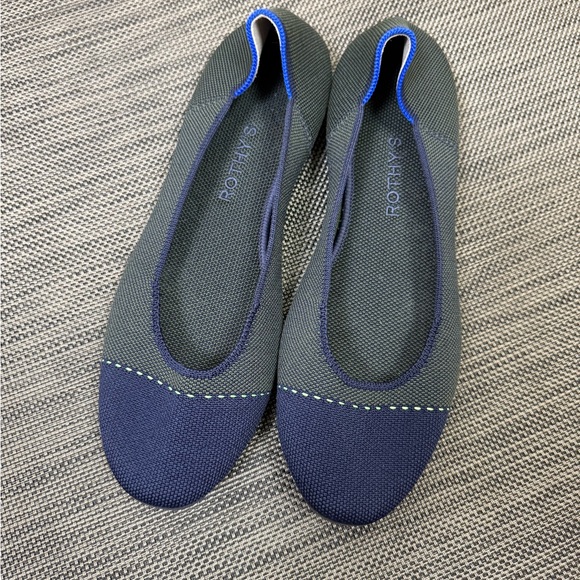 Rothy's Women‎ Size 11 The Square Highland Green Blue Flats Shoes - Picture 1 of 7